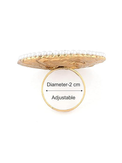 Pastel Pink Meenakari Kundan Traditional Ring