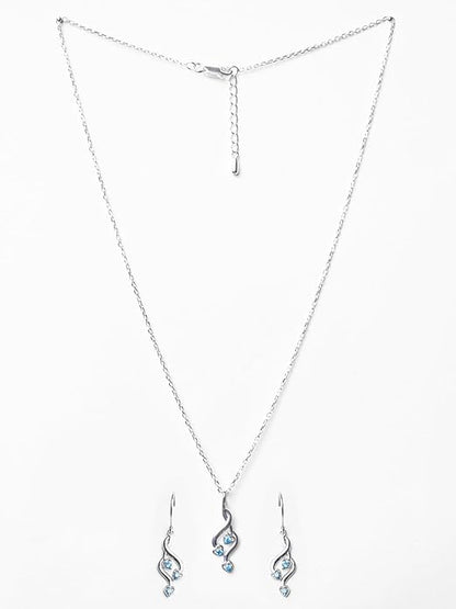 Pendant Earring Set in 925 Sterling Silver Valentina Design with Rhodium Plated Swiss Zirconia