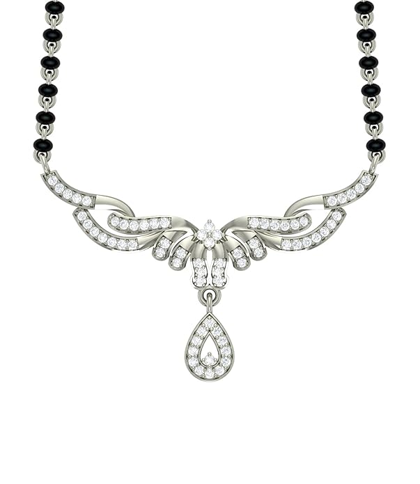 Mangalsutra in Chain in 925 Sterling Silver Contemporary Design with Earrings and Platinum Plating