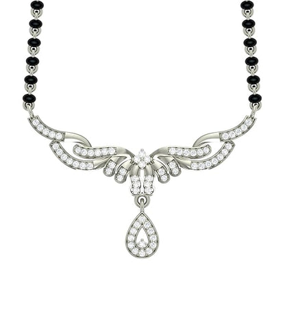 Mangalsutra in Chain in 925 Sterling Silver Contemporary Design with Earrings and Platinum Plating