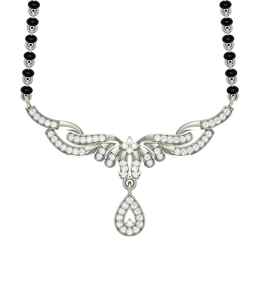 Mangalsutra in Chain in 925 Sterling Silver Contemporary Design with Earrings and Platinum Plating