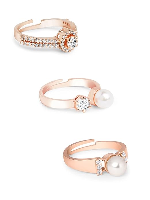 Rose gold cubic zirconia rings with elegant modern finish
