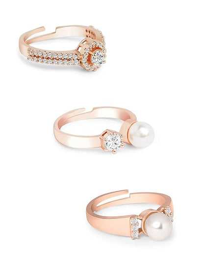 Rose gold cubic zirconia rings with elegant modern finish
