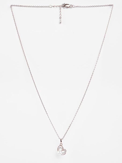 Heart Pearl Necklace Rose Gold