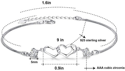 Rose Gold Double Heart Love Bracelet