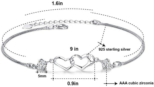 Rose Gold Double Heart Love Bracelet