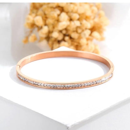 Gold Plated Crystal Cuff Bracelet (Rose Gold)