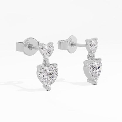 Sterling Silver Dual Heart Gold Dangle Earrings