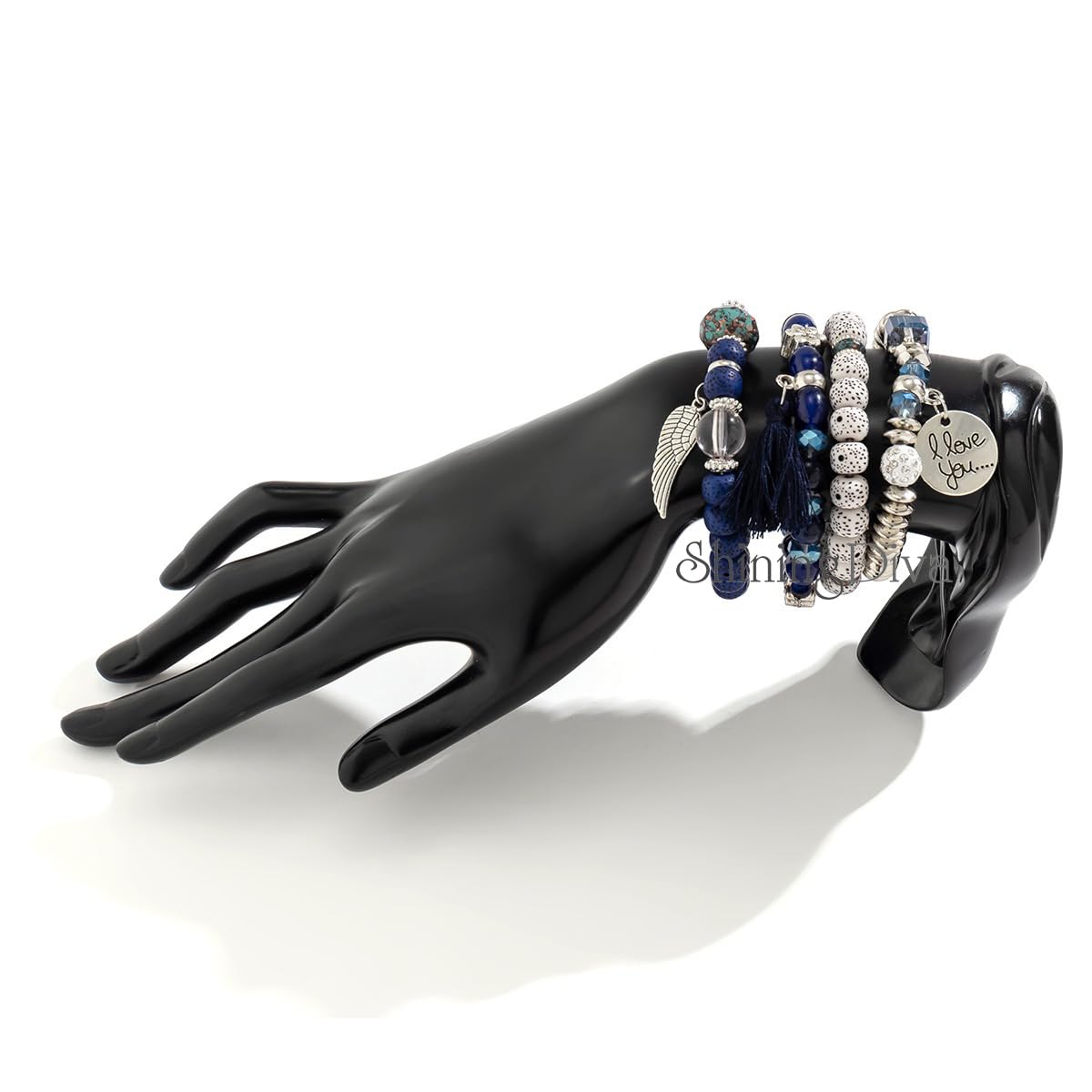 Bohemian I Love You Feather Charm Beaded Multilayer Bracelet for Women & Girls