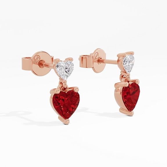Sterling Silver Dual Heart Gold Dangle Earrings