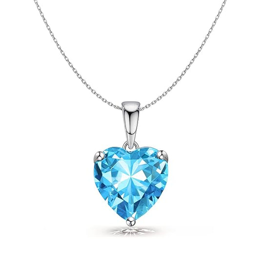 Silver Necklace with a Heart in 925 Sterling Silver Solitaire Pendant Design