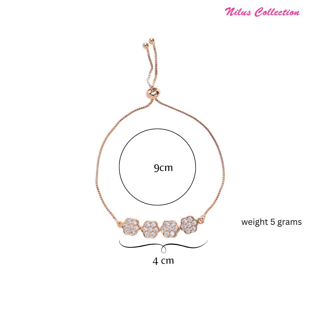 Adjustable Diamond Crystal Rose Gold Charm Bracelet