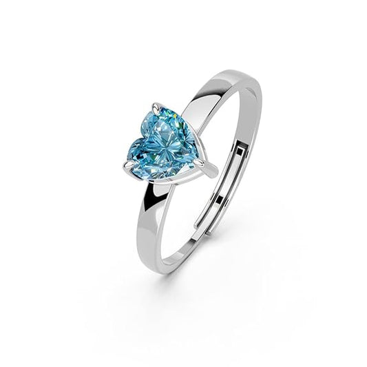 Blue Topaz Sterling Silver Ring in 925 Pure Silver Adjustable Modern Design