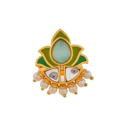 Floral Green Indian Style Engagement Ring
