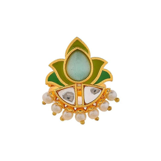 Floral Green Indian Style Engagement Ring