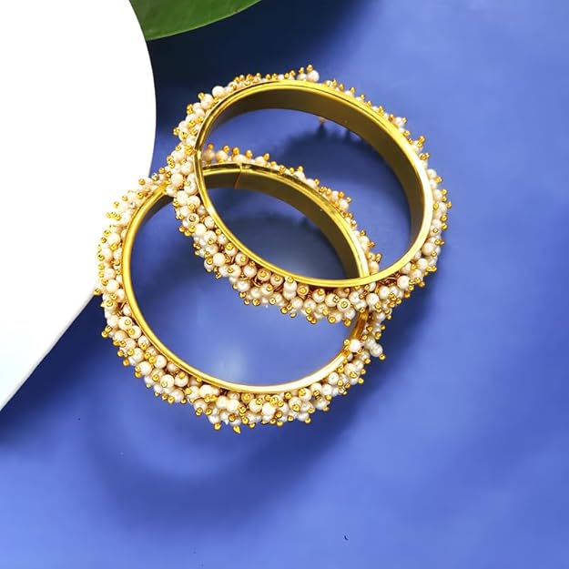 Stylish and Elegant Women's Traditional Pearl Studded Classic Moti Bracelet Bangles For Women & Girls– Sparkle and Shine with Exquisite Design