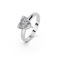 Silver Diamond Heart Ring in 925 Pure Sterling Silver Adjustable Elegant Design