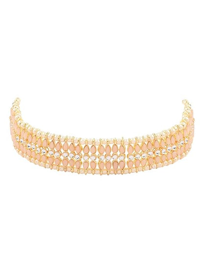 Pearl Choker Necklace Indian in Gold Plated Traditional Kundan and Pearl Choker Necklace Jewellery Set for Women and Girls
