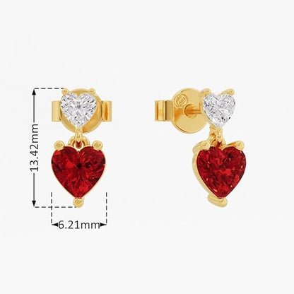 Sterling Silver Dual Heart Gold Dangle Earrings