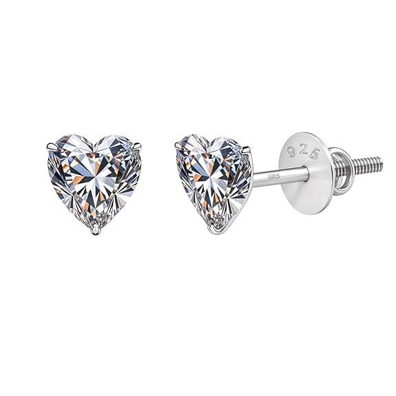 Sterling Silver Heart Cubic Zirconia Stud Earrings
