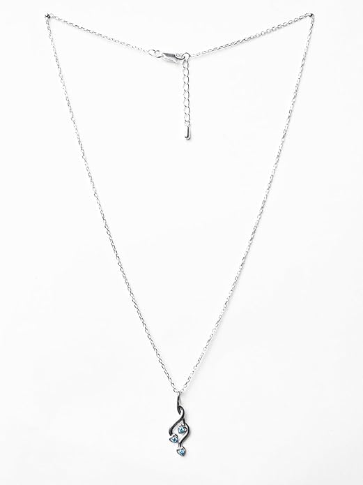 Pendant Earring Set in 925 Sterling Silver Valentina Design with Rhodium Plated Swiss Zirconia