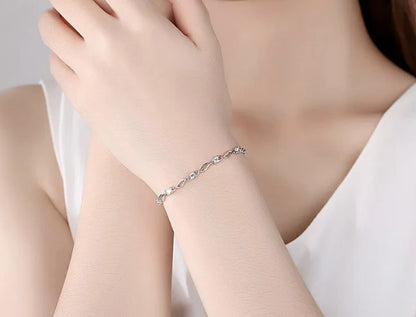 Glam up Your Look with Stylish 925 Silver-Plated Copper Bracelet for Women and Girls (White Color)