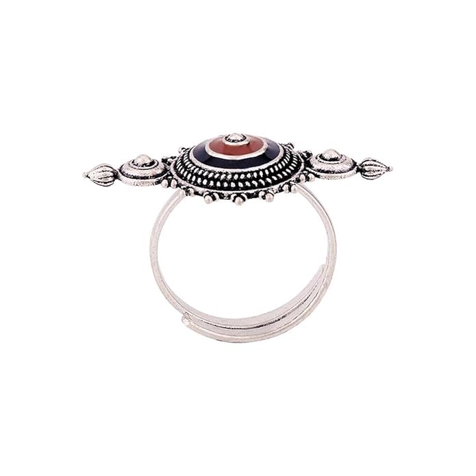 Oxidised Mandala Aztec Ring