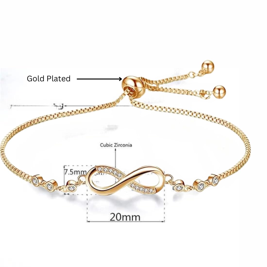 Infinity Diamond Gold Love Knot Bracelet