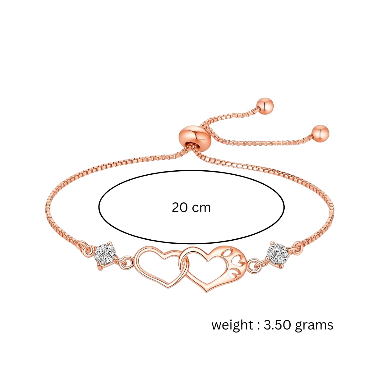 Rose Gold Double Heart Love Bracelet