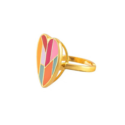 Mosaic Heart Adjustable Traditional Wedding Ring