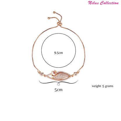 Adjustable Diamond Crystal Rose Gold Charm Bracelet