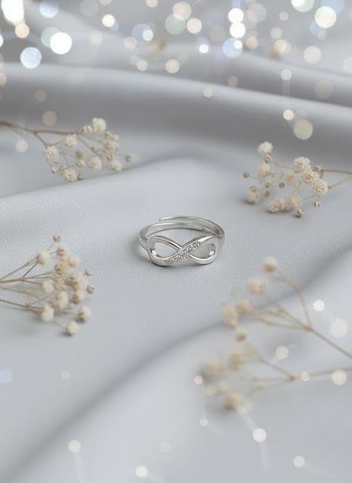 Lab Grown Diamond Engagement Rings Style in Pure 925 Sterling Silver Infinity Adjustable Design