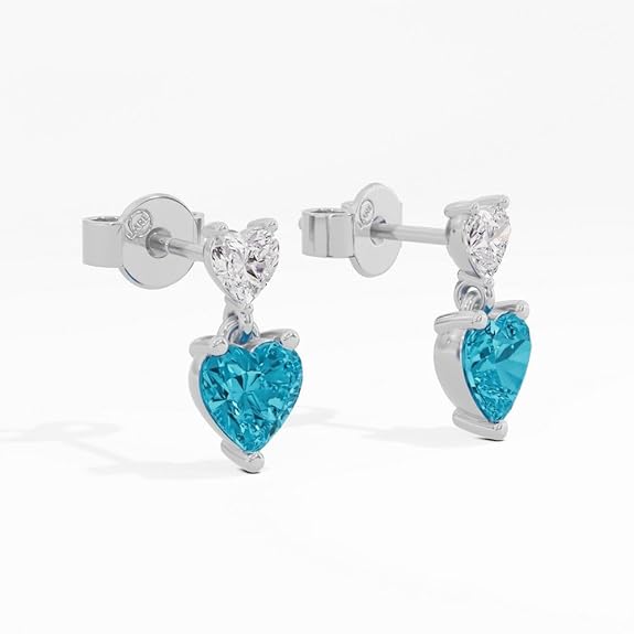 Sterling Silver Dual Heart Gold Dangle Earrings