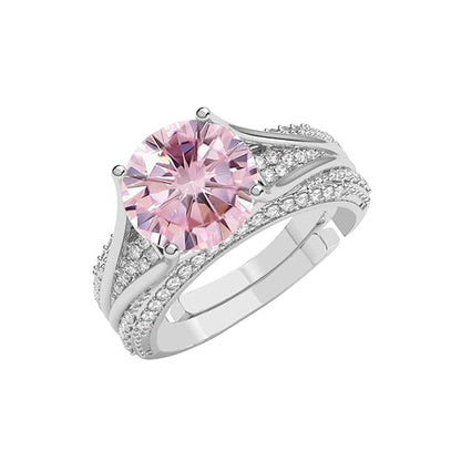 Silver Engagement Pink Solitaire Ring for Women