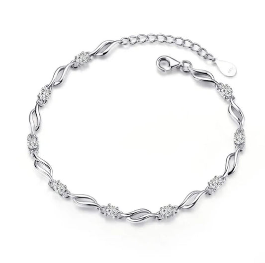 Glam up Your Look with Stylish 925 Silver-Plated Copper Bracelet for Women and Girls