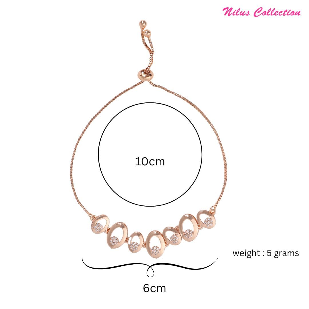 Adjustable Diamond Crystal Rose Gold Charm Bracelet