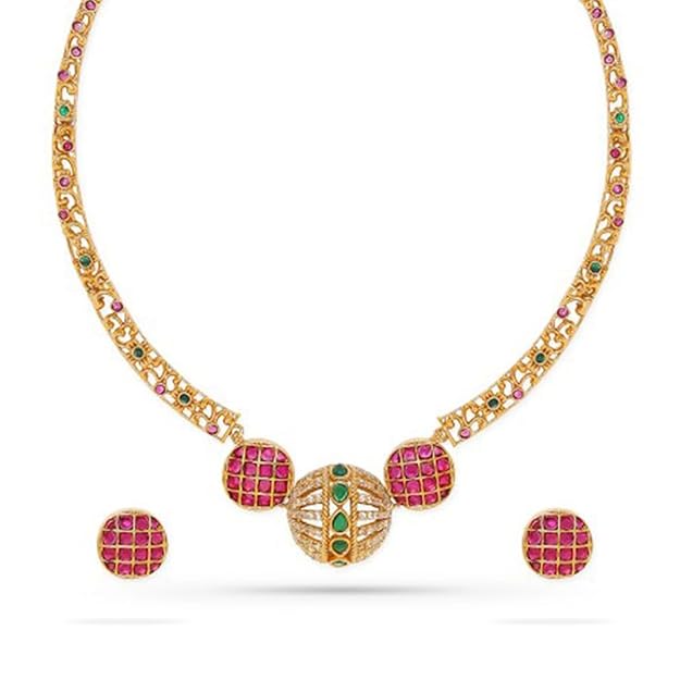 Bridal Temple Jewellery CZ Choker Necklace
