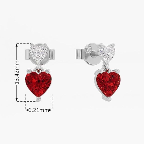 Sterling Silver Dual Heart Gold Dangle Earrings