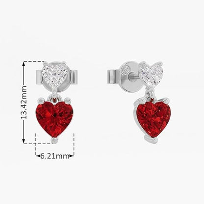 Sterling Silver Dual Heart Gold Dangle Earrings