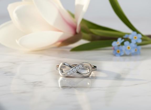 Lab Grown Diamond Engagement Rings Style in Pure 925 Sterling Silver Infinity Adjustable Design