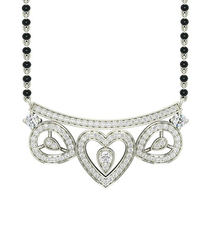 Daily Wear Mangalsutra in 925 Sterling Silver Lightweight Stone Studded Platinum Plated Design
