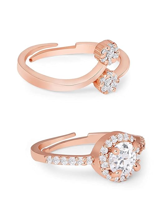 High Quality CZ Finger Rings Set of 2