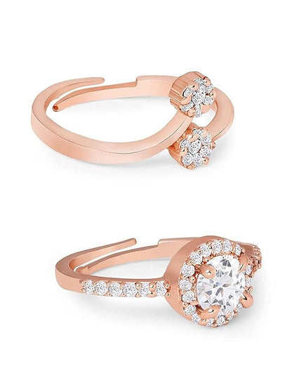 High Quality CZ Finger Rings Set of 2