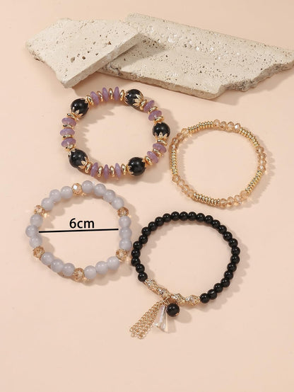 Bohemian Multilayer Crystal Bead Charm Bracelet