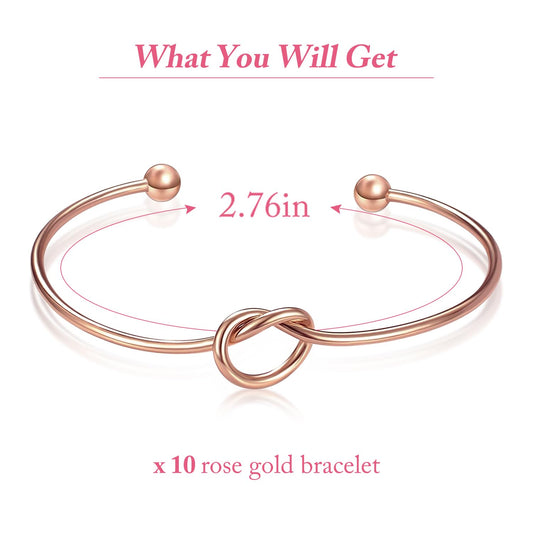 Love Knot Bangle Bracelet Set -Rose Gold - (10 Pcs)