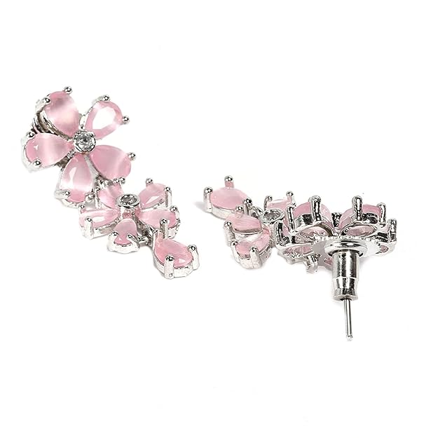 American diamond jewellery in silver finish for festive wear