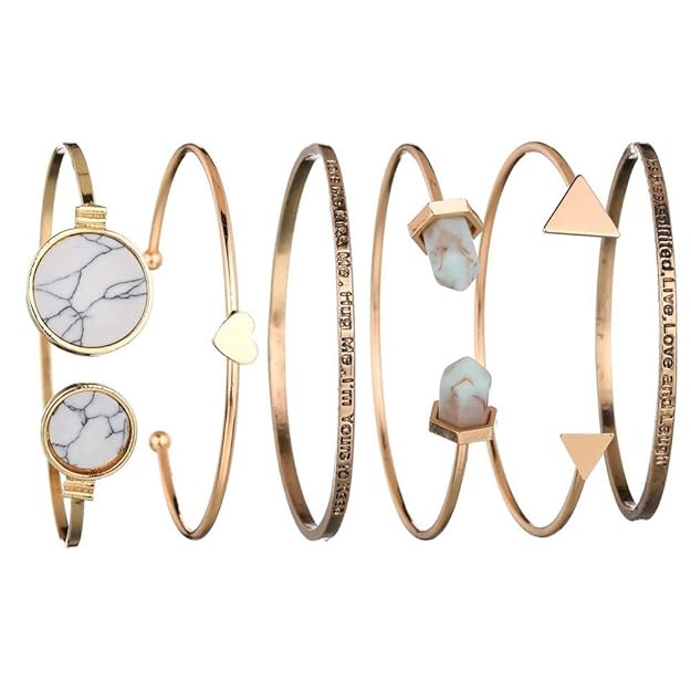 Set of 6 Multilayer Cuff Bangle Bracelet for Women and Girls