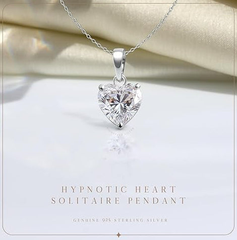 Silver Necklace with a Heart in 925 Sterling Silver Solitaire Pendant Design