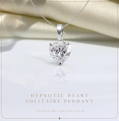 Silver Necklace with a Heart in 925 Sterling Silver Solitaire Pendant Design
