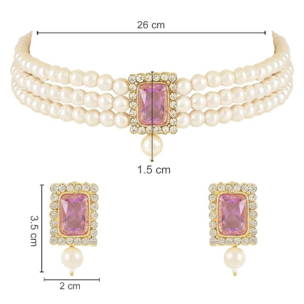 Pearl choker necklace with classic Indian styling